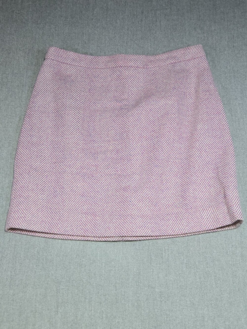 J.Crew Pink Herringbone 100% Wool Mini Skirt Petite 8 Lined Preppy Fall